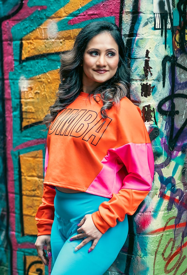 Shashila Perera wearing colourful dance clothing
